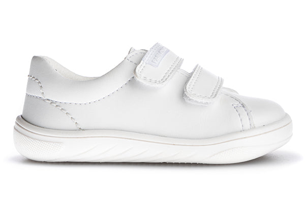 Pablosky Kids White Leather Velcro Sneaker - 035905