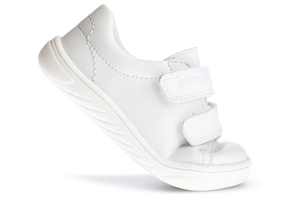 Pablosky Kids White Leather Velcro Sneaker - 035905