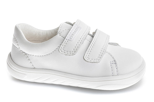 Pablosky Kids White Leather Velcro Sneaker - 035905