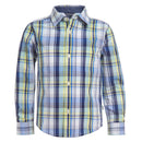 Nautica Boys' Long Sleeve Spinner Blue Woven Plaid Button-down Shirt