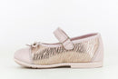 Pablosky Kids Pink Metallic Leather MJ Bow Shoe - 094078