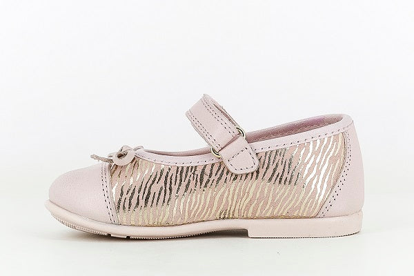 Pablosky Kids Pink Metallic Leather MJ Bow Shoe - 094078