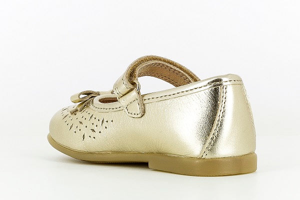 Pablosky Kids Champagne Gold Leather MJ Bow Shoe - 094280