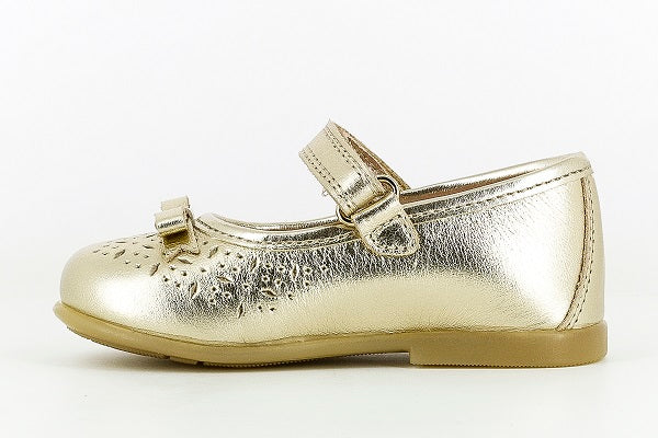 Pablosky Kids Champagne Gold Leather MJ Bow Shoe - 094280