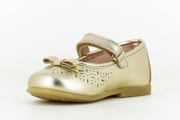 Pablosky Kids Champagne Gold Leather MJ Bow Shoe - 094280