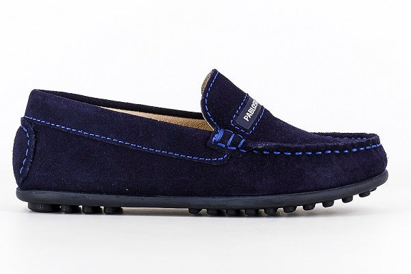 Pablosky Kids Navy Suede Leather Boys Loafers Shoe - 125927