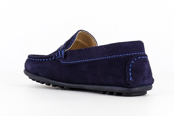 Pablosky Kids Navy Suede Leather Boys Loafers Shoe - 125927