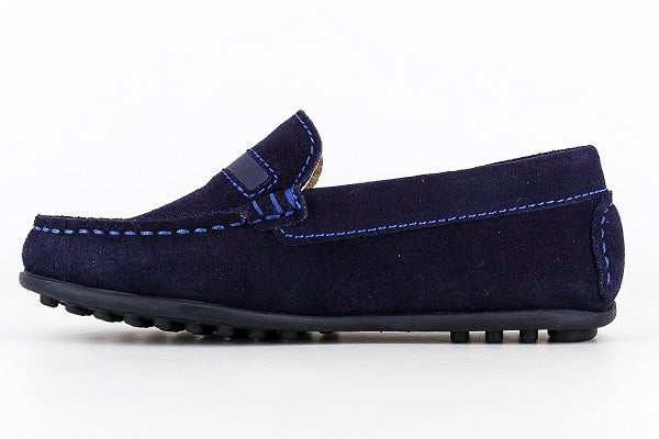 Pablosky Kids Navy Suede Leather Boys Loafers Shoe - 125927