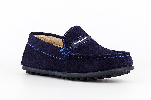 Pablosky Kids Navy Suede Leather Boys Loafers Shoe - 125927