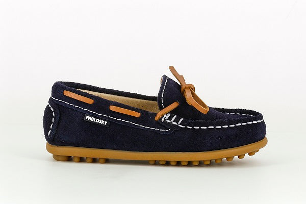 Pablosky Kids Navy Suede Leather Boys Loafers Shoe - 126127