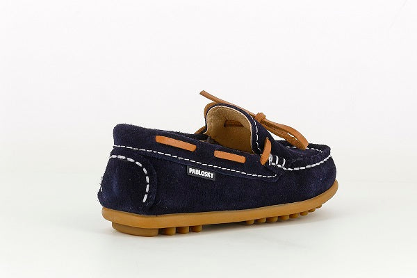 Pablosky Kids Navy Suede Leather Boys Loafers Shoe - 126127