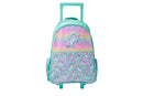 Smiggle Unicorn Trolley Backpack with Light-up Wheels - Mint Green