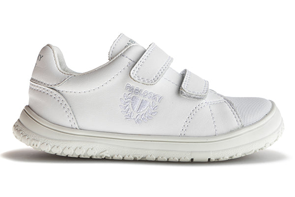 Pablosky Kids White Leather Double Velcro Sneaker - 200000