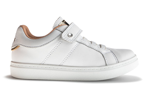 Pablosky Kids White/Gold Leather Sneaker - 200800