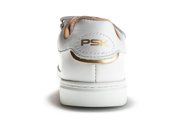 Pablosky Kids White/Gold Leather Sneaker - 200800