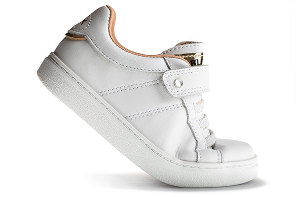 Pablosky Kids White/Gold Leather Sneaker - 200800