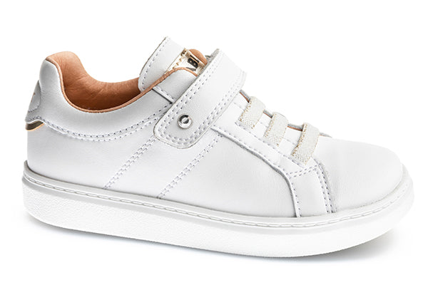 Pablosky Kids White/Gold Leather Sneaker - 200800