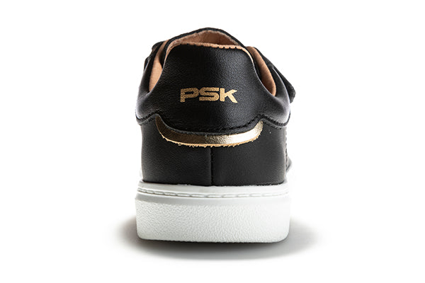 Pablosky Kids Black/Gold Girls Leather Sneaker - 200810