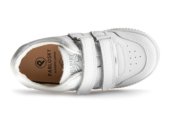 Pablosky Kids White Leather Sneaker - 200900