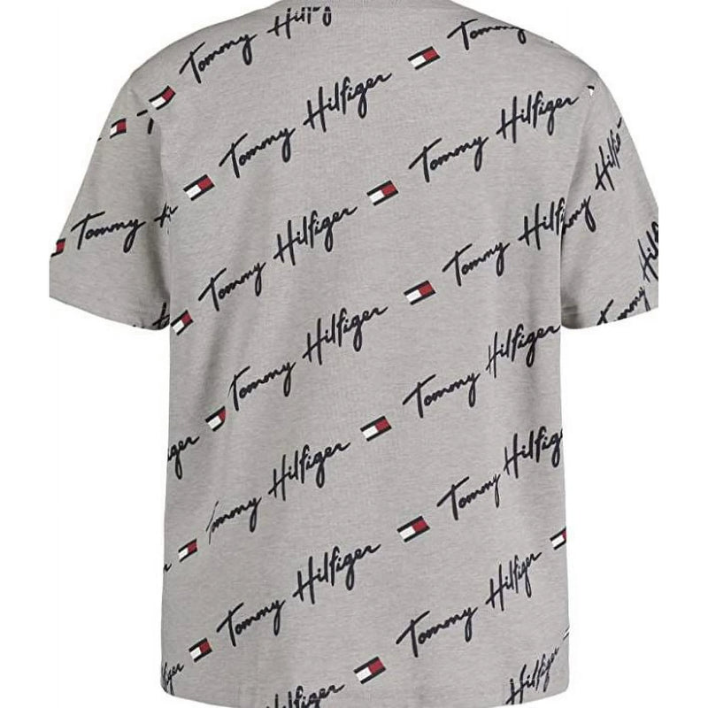 Tommy Hilfiger Boy's Short Sleeve All Over Print Tee Shirt - Grey