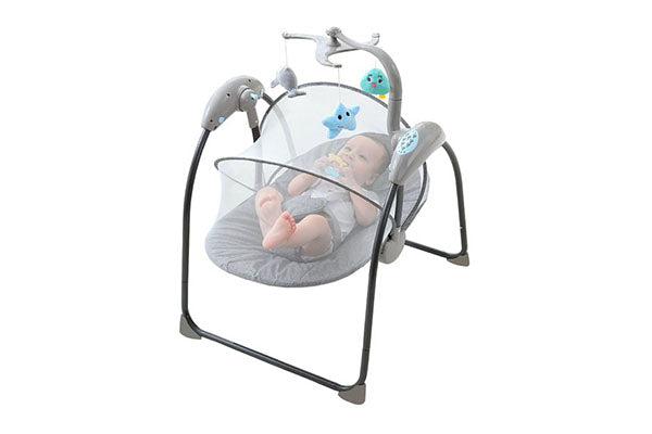 3-Speed Compact Portable Electric Baby Swing with bluetooth and Toy, Rocking Chair with Mosquito Net