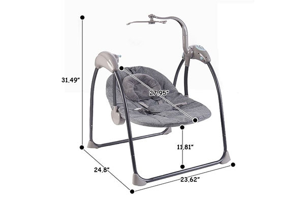 3-Speed Compact Portable Electric Baby Swing with bluetooth and Toy, Rocking Chair with Mosquito Net