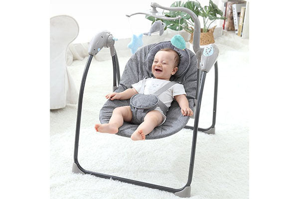 3-Speed Compact Portable Electric Baby Swing with bluetooth and Toy, Rocking Chair with Mosquito Net