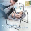 3-Speed Compact Portable Electric Baby Swing with bluetooth and Toy, Rocking Chair with Mosquito Net