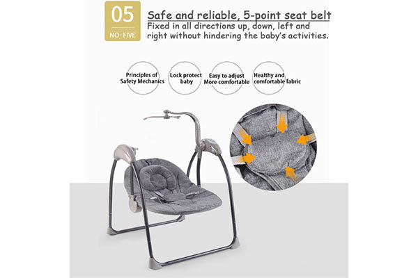 3-Speed Compact Portable Electric Baby Swing with bluetooth and Toy, Rocking Chair with Mosquito Net