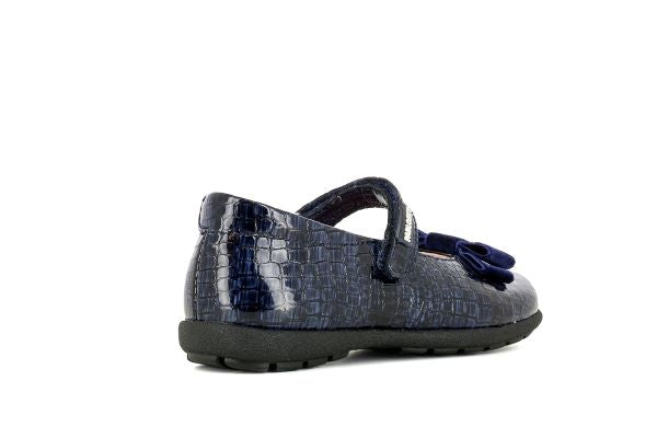 Pablosky Kids Navy Croc Leather Mary Jane Shoe - 344527