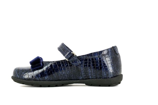 Pablosky Kids Navy Croc Leather Mary Jane Shoe - 344527