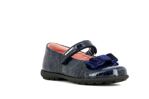 Pablosky Kids Navy Croc Leather Mary Jane Shoe - 344527