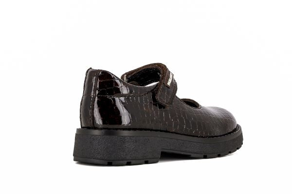 Pablosky Kids Brown Croc Leather Mary Jane Shoe - 345397