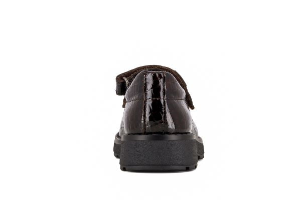 Pablosky Kids Brown Croc Leather Mary Jane Shoe - 345397