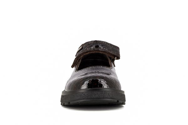 Pablosky Kids Brown Croc Leather Mary Jane Shoe - 345397