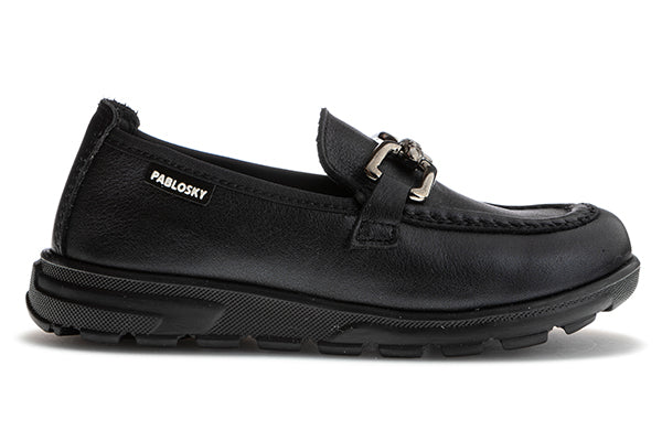 Pablosky Black Leather Boys Loafers - 351612