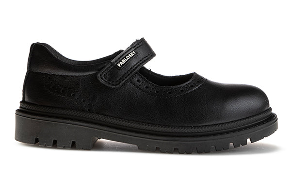 Pablosky Kids Black Leather Mary Jane Shoe - 352012