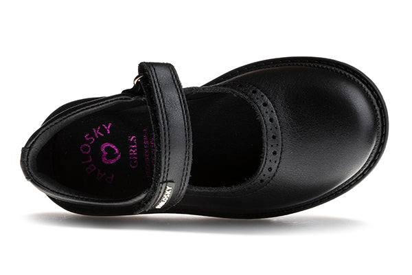 Pablosky Kids Black Leather Mary Jane Shoe - 352012