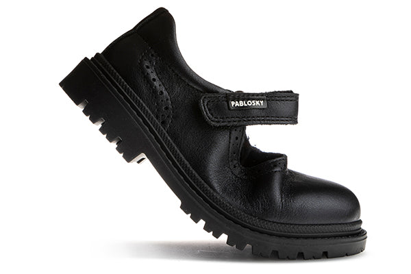 Pablosky Kids Black Leather Mary Jane Shoe - 352012