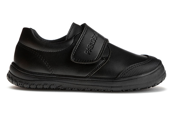 Pablosky Kids Black Leather Velcro Boys School Shoe - 352515