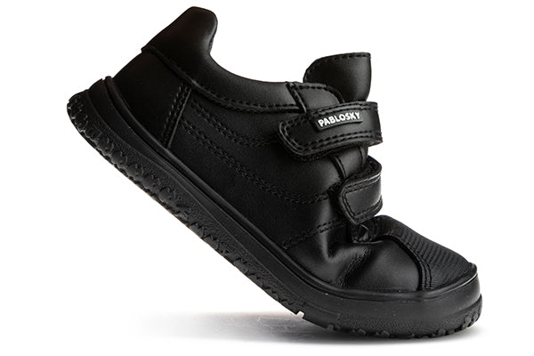 Pablosky Kids Black Leather Double Velcro Boys School Shoe - 352815