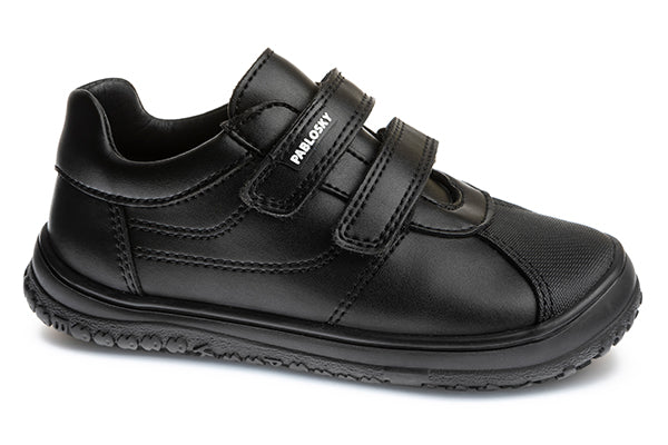 Pablosky Kids Black Leather Double Velcro Boys School Shoe - 352815