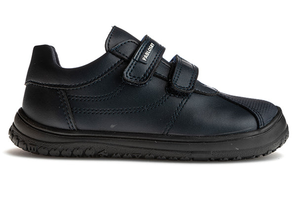 Pablosky Kids Navy Leather Double Velcro Boys School Shoe - 352825