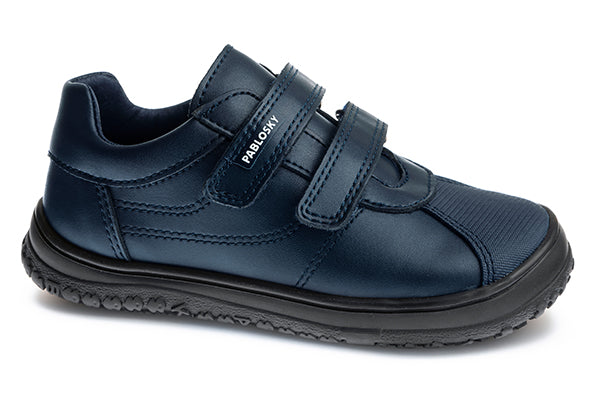 Pablosky Kids Navy Leather Double Velcro Boys School Shoe - 352825