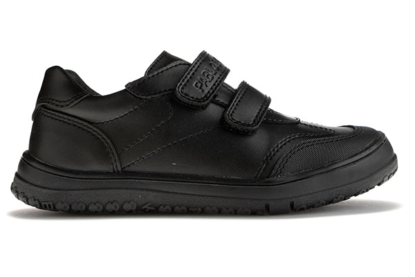 Pablosky Kids Black Leather Double Velcro Boys School Shoe - 728015