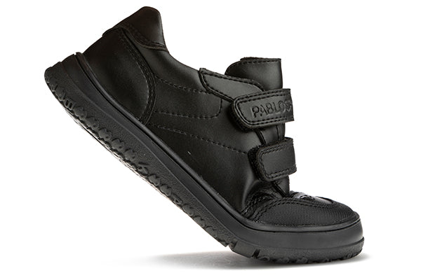 Pablosky Kids Black Leather Double Velcro Boys School Shoe - 728015