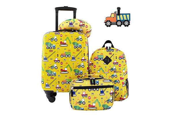 Travellers Club Kid's Hard Side Carry-On Spinner 5 Piece Luggage Set – Cars