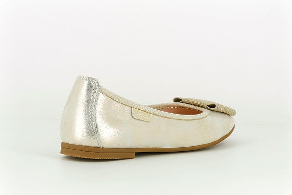 Paola Gold Leather Girls Flat Shoe - 848688