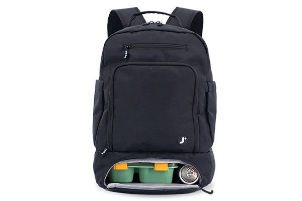 J World Packmate 2 in 1 Backpack with Built-in Lunch Bag BP2510L, Black