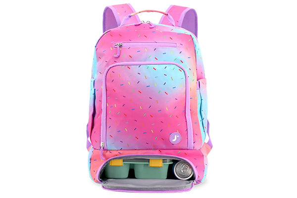 J World Packmate 2 in 1 Backpack with Built-in Lunch Bag BP2510L, Confetti